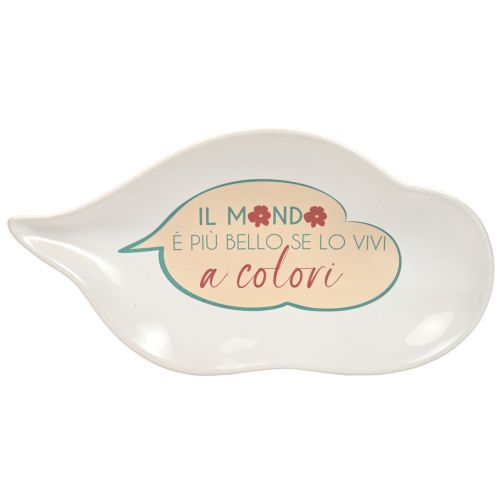 Contenitore in kergres fumetto colore bianco decoro "mondo a colori" - 2 pz.