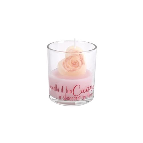 Bicchiere in vetro con cera dettaglio cuore