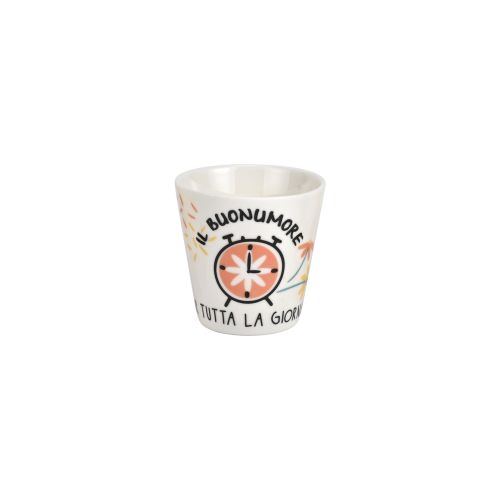 Set 2 bicchierini caffè porcellana dec"il buonumore tutta la giornata"