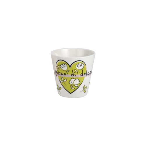 Set 2 bicchierini caffè porcellana dec"pieno di dolcezza"
