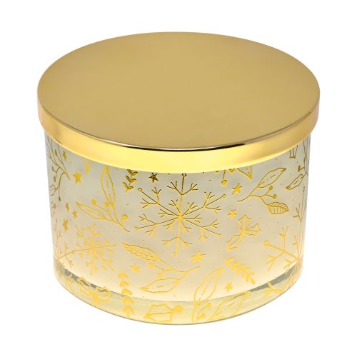 Candela oro + coperchio oro frag. abete e legni