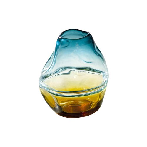 Vaso colore blu pavone e ambra