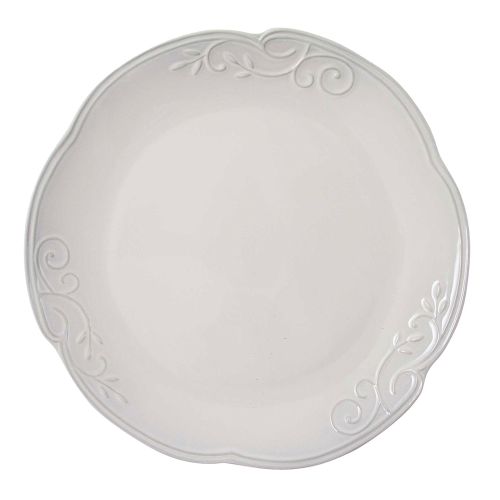 Piatto portata rotondo bianco, con sfumature aviaz