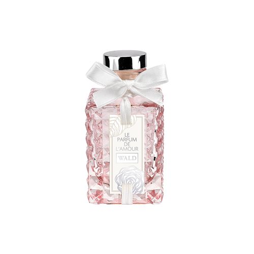 Bottiglia in vetro rosa con profumo fragola e panna