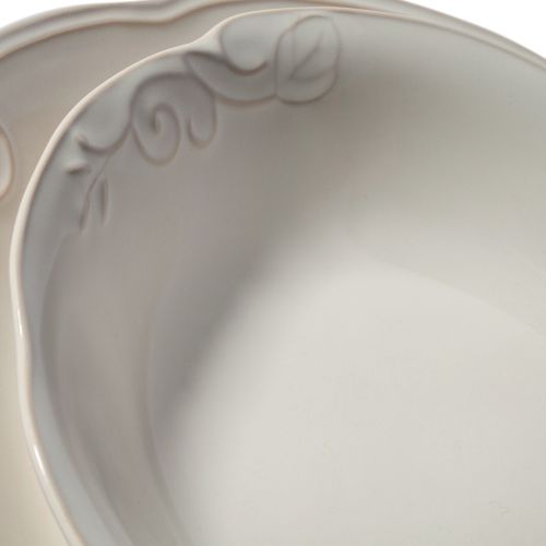 Piatto fondo bianco, con sfumature tortora sul bor - 6 pz.