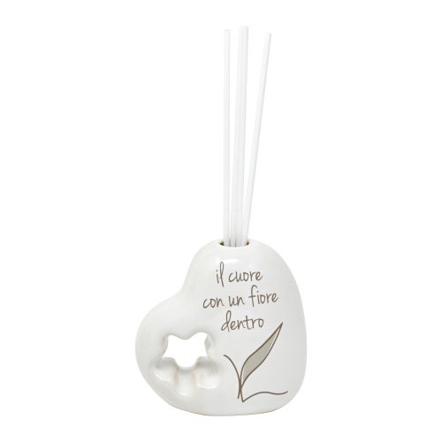 Profumatore in kergres forma cuore decoro fiore+profumo 30ml - 2 pz.