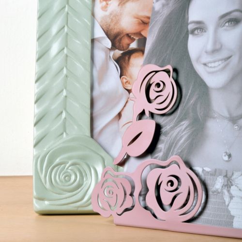 Portafoto con rose rosa antico