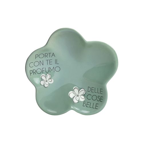 Contenitore in kergres fiore verde dec "cose belle" - 2 pz.