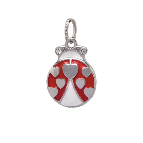 Charm coccinella in metallo rotondo - 2 pz.