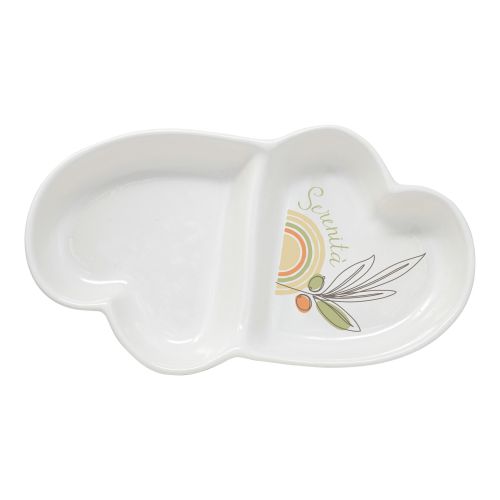 Contenitore 2 scomparti a forma di cuori decoro olive - 2 pz.