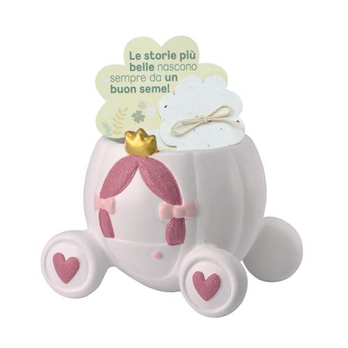 Carrozza principessa bianca con carta piantabile - 2 pz.