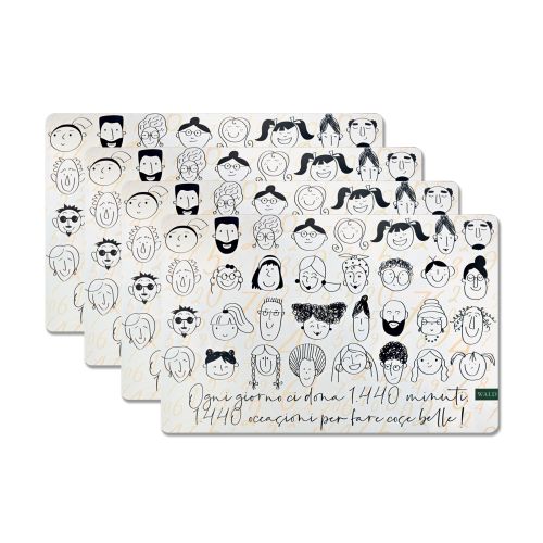 Set 4 pezzi tovaglietta americana decoro minimal