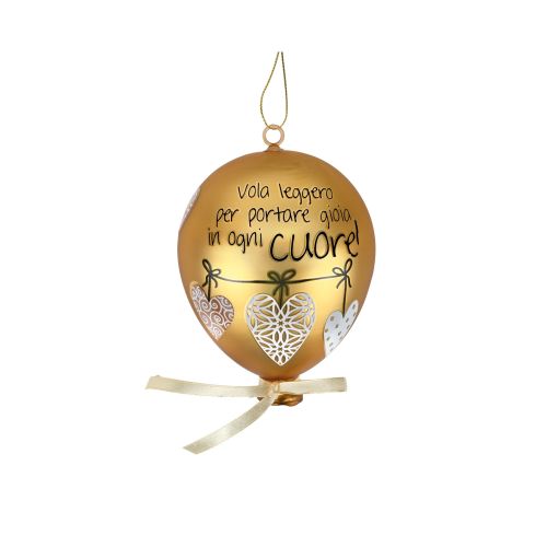 Palloncino vetro "gioia in ogni cuore" oro