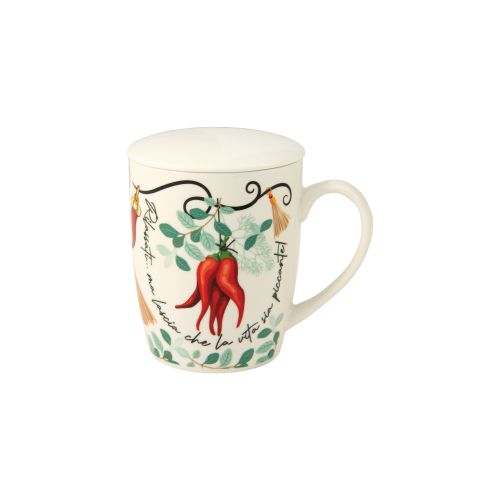 Tisaniera con coperchio decoro peperoncino