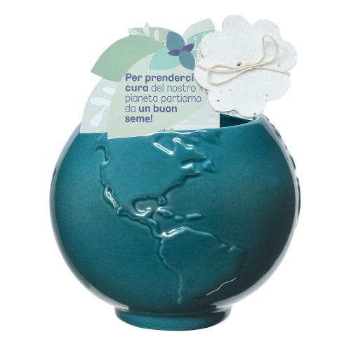 Globo verde ottanio con carta piatabile