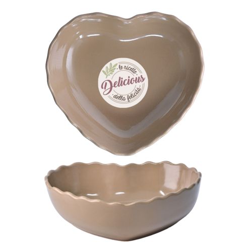 Pirofila cuore colore tortora - 2 pz.