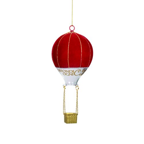 Mongolfiera con velluto rosso e vetro con decalco