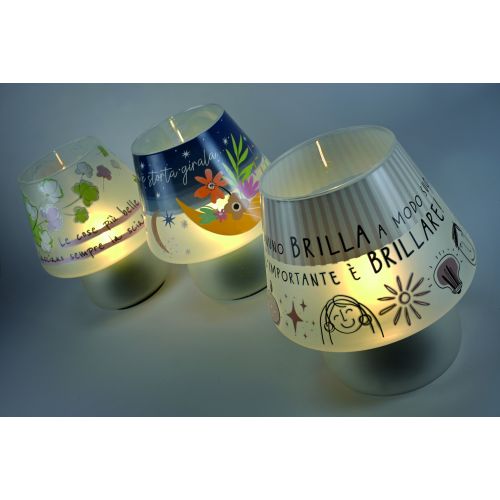 Lampada in vetro a batteria con lampadina led inclusa decoro "minimal"