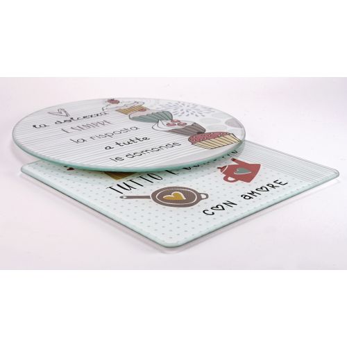 Sottopentola o tagliere in vetro dec "condito con amore"