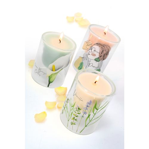 Candela vetro borosilicato decoro donna
