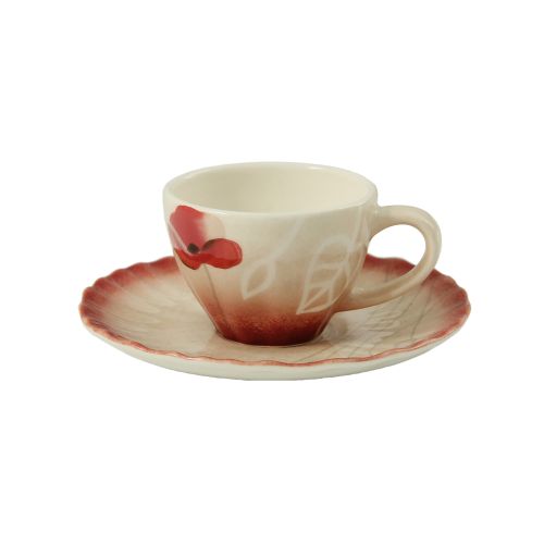 Tazza caffè con piatto decorata - 6 pz.