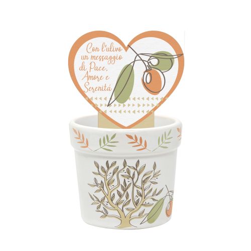 Cachepot in kergres decoro albero d'ulivo - 2 pz.