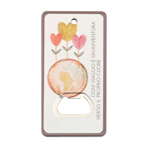 Apribottiglia/magnete in resina decoro mondo - 4 pz.