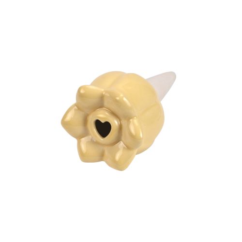 Fiore autoirrigante in ceramica colore giallo - 2 pz.