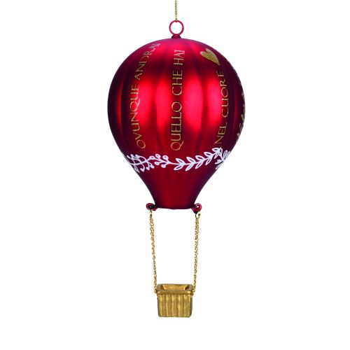 Mongolfiera grande color rosso in vetro