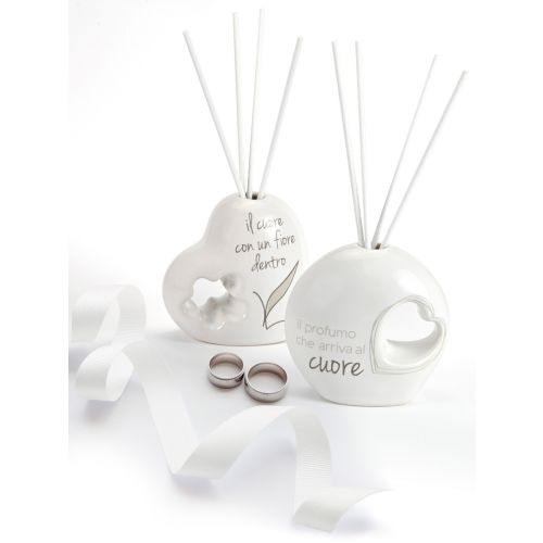 Profumatore in kergres decoro cuore+profumo 30ml - 2 pz.