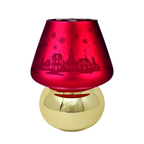 Lampada grande in vetro con led colore rosso/oro