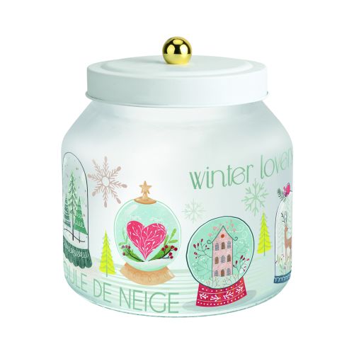 Biscottiera vetro satinato decoro boule de neige