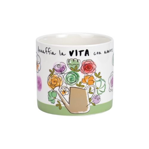 Cache pot porcellana dec "annaffia la vita con amore"