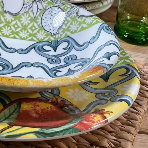 Piatto fondo decoro mediterraneo - 6 pz.