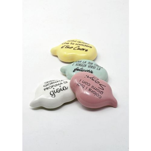 Magnete porcellana colore rosa dec "sogni" - 4 pz.