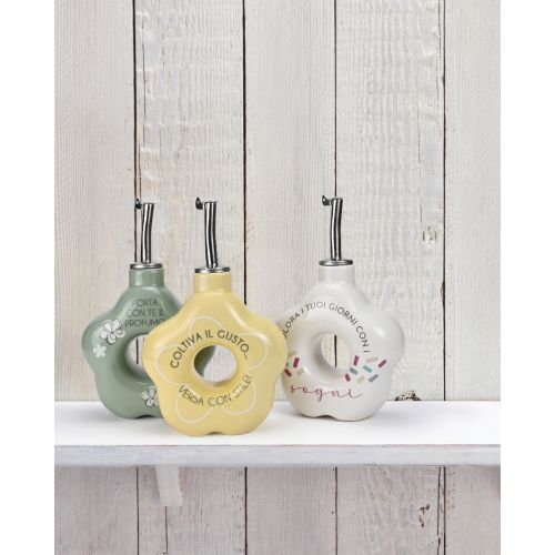 Oliera bianca forma di fiore dec "colora i tuoi giorni"