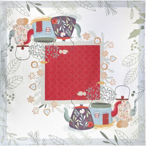 Centrotavola 100% cotone stampa teiere