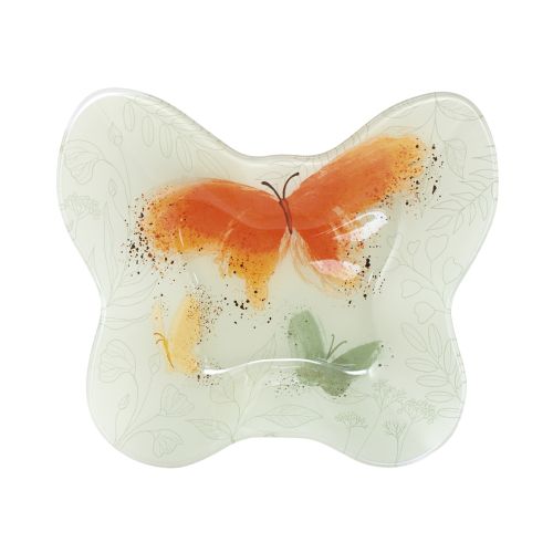 Contenitore farfalla grande in vetro con disegno farfalla arancio