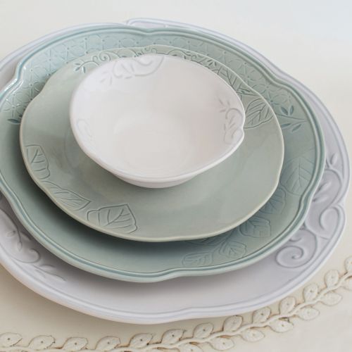 Piatto fondo bianco, con sfumature aviazione sul b - 6 pz.