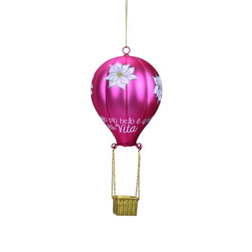Mongolfiera color rosa in vetro e decalco