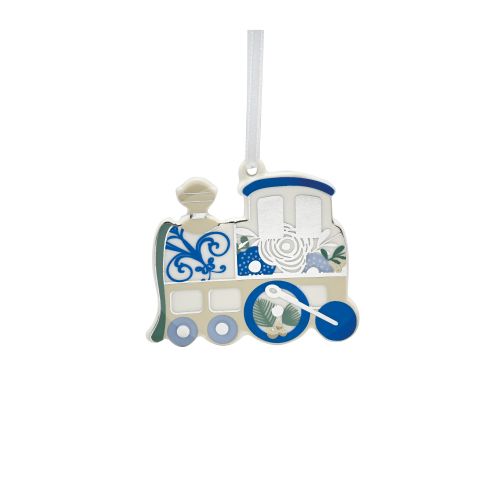 Addobbo trenino colore argento e blu - 2 pz.