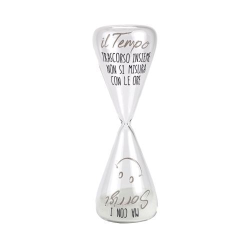 Clessidra grande vetro dec "il tempo si misura con i sorrisi"
