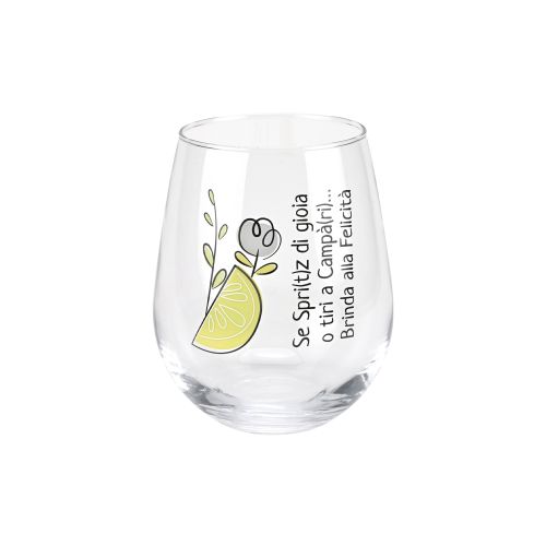 Set 2 bicchieri in vetro decoro "brinda alla felicita'"