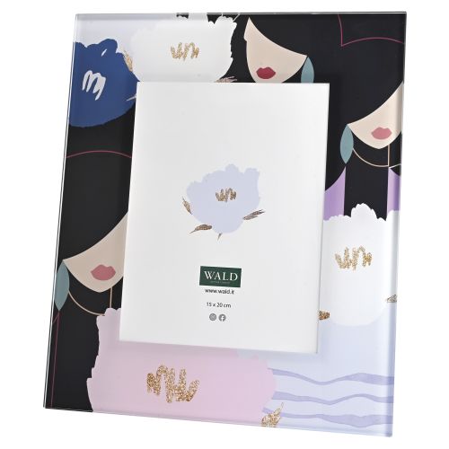 Portafoto in vetro doppio decoro "donna"