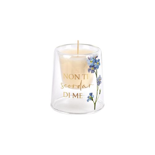 Candela profumata in doppio vetro decoro non ti scordar di me