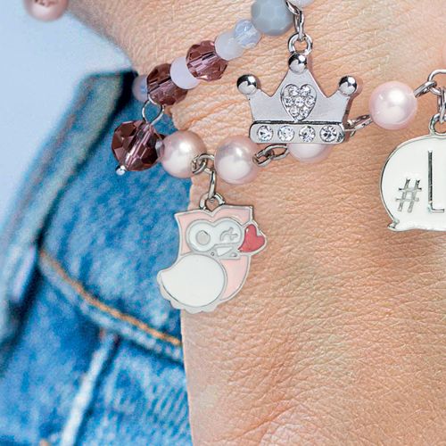 Charm gufo rosa - 2 pz.