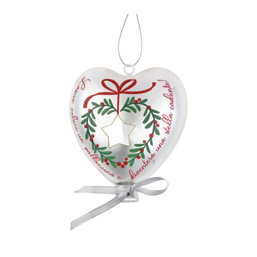 Palloncino cuore in vetro " una casa felice" argento
