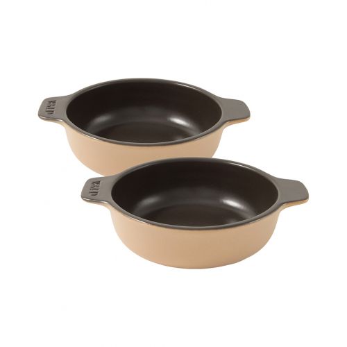 Set 2 piatti-casseruole colore tortora