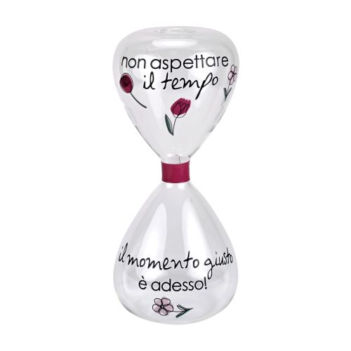 Profumatore vetro clessidra decoro "non aspettare il tempo"