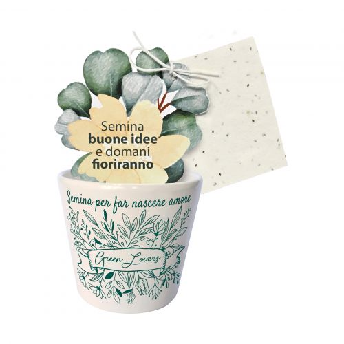 Cache pot green lovers con carta piantabile - 2 pz.